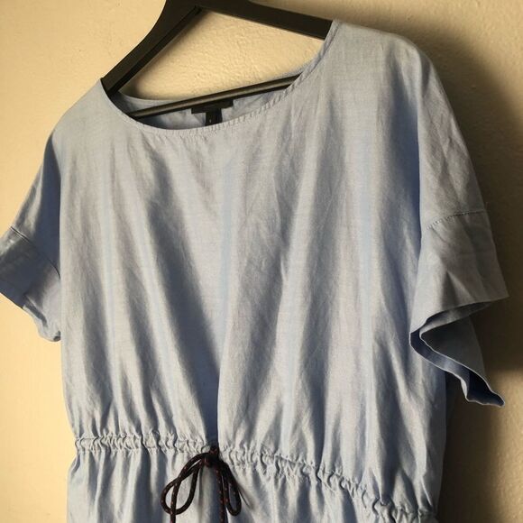 J Crew light blue chambray drawstring waist tunic blouse size small 100% cotton - Picture 2 of 8